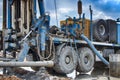 Drilling rig. Drilling deep wells in the bowels of the earth. Industry and construction. Mineral exploration - oil, gas and other. Royalty Free Stock Photo