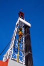 drilling rig derrick with pipe