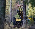 Drilling rig drills soil in forest conditions Royalty Free Stock Photo