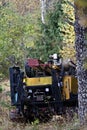 Drilling rig drills soil in forest conditions Royalty Free Stock Photo