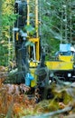 Drilling rig drills soil in forest conditions Royalty Free Stock Photo