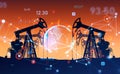 Drilling rig, earth sphere and connection lines, digital circuit Royalty Free Stock Photo