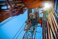 Drilling rig in oil field for drilled into subsurface in order to produced crude, inside view. Petroleum Industry