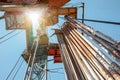 Drilling rig in oil field for drilled into subsurface in order to produced crude, inside view. Petroleum Industry