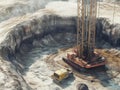 Drilling Rig in a Quarry, Industrial Mining Operation Royalty Free Stock Photo