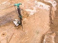 Drilling rig standing at the construction site Royalty Free Stock Photo