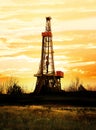 Drilling rig at sunset Royalty Free Stock Photo