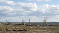 Drilling rigs working in the steppe