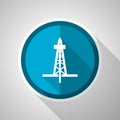 Drilling symbol, flat design vector blue icon with long shadow