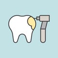 Drilling tooth dental related icon, filled outline