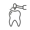 Drilling Tooth Line Icon. Root Canal Treatment Linear Pictogram. Drill Teeth, Endodontics Procedure. Dentistry Outline