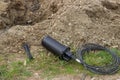 Drilling under street for fibre optic cable installation 2 Royalty Free Stock Photo