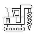 Drilling vehicle Line Vector Icon easily modified