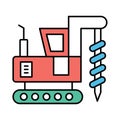 Drilling vehicle Line Vector Icon easily modified