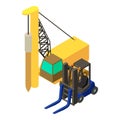 Drilling work icon isometric vector. Drilling machinery near automatic loader
