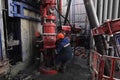 Drilling work at the well. drill rig, rotation of drill pipe Royalty Free Stock Photo