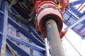 Drilling work at the well. drill rig, rotation of drill pipe Royalty Free Stock Photo