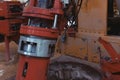 Drilling work at the well. drill rig, rotation of drill pipe Royalty Free Stock Photo
