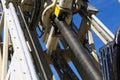 Drilling work at the well. drill rig, rotation of drill pipe Royalty Free Stock Photo