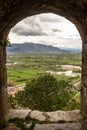 The Drin river valley view from the Shkoder castle window Royalty Free Stock Photo