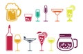 Drink alcohol beverage icons set