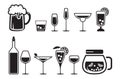 Drink alcohol beverage icons set