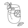 Drink, alcoholic cocktail, festive beverage for holiday celebrating. Use for decorating design menu. Hand-drawn doodle style. Royalty Free Stock Photo