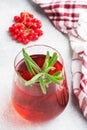 Drink from the berries of red viburnum in glass Cup. Berry compote with vitamin C against the common cold. Royalty Free Stock Photo
