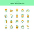 Drink beverage icon set collection beer cocktail cola juice tea lemon squash ice cream milk mineral water brew coffee with dual