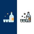 Drink, Bottle, Glass, Ireland Icons. Flat and Line Filled Icon Set Vector Blue Background