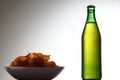 Drink bottle next to chips