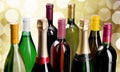 Alcohol drinks bottles on light background Royalty Free Stock Photo