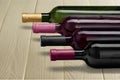 Alcohol drinks bottles on light background Royalty Free Stock Photo