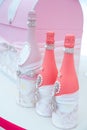 Drink bottles on a dessert table Royalty Free Stock Photo