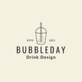 Drink bubble boba hipster logo design vector graphic symbol icon sign illustration creative idea