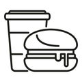 Drink burger time icon outline vector. Food lunch