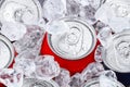 Drink cans in crushed ice