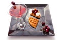 Drink with Cherries Tart Slices Royalty Free Stock Photo