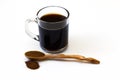 Drink from chicory. Dry chicory in a wooden spoon on a white background. Close up. A substitute for coffee