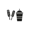 Drink and corn dog set food icon vector basic design Royalty Free Stock Photo