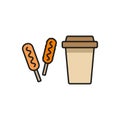Drink and corn dog set food icon vector basic design Royalty Free Stock Photo