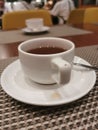 Drink a cup of hot tea at Bigland Otel Royalty Free Stock Photo