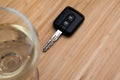 Drink driving, alcoholic drink and car keys on the table Royalty Free Stock Photo