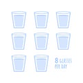 Drink eight glasses of water a day. Water glass icon. Water drink invitation icon.. Royalty Free Stock Photo