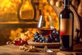 drink food winery wine beverage grape cork glass alcohol background bottle. Generative AI. Royalty Free Stock Photo