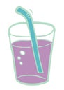 Drink, glass and straw, color vector picture Royalty Free Stock Photo