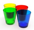 Drink glasses. Color drink glasses isolated on a white background. 3d illustration.