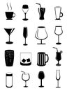 Drink glasses icons set