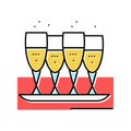 drink glasses on tray color icon vector illustration Royalty Free Stock Photo