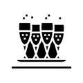drink glasses on tray glyph icon vector illustration Royalty Free Stock Photo